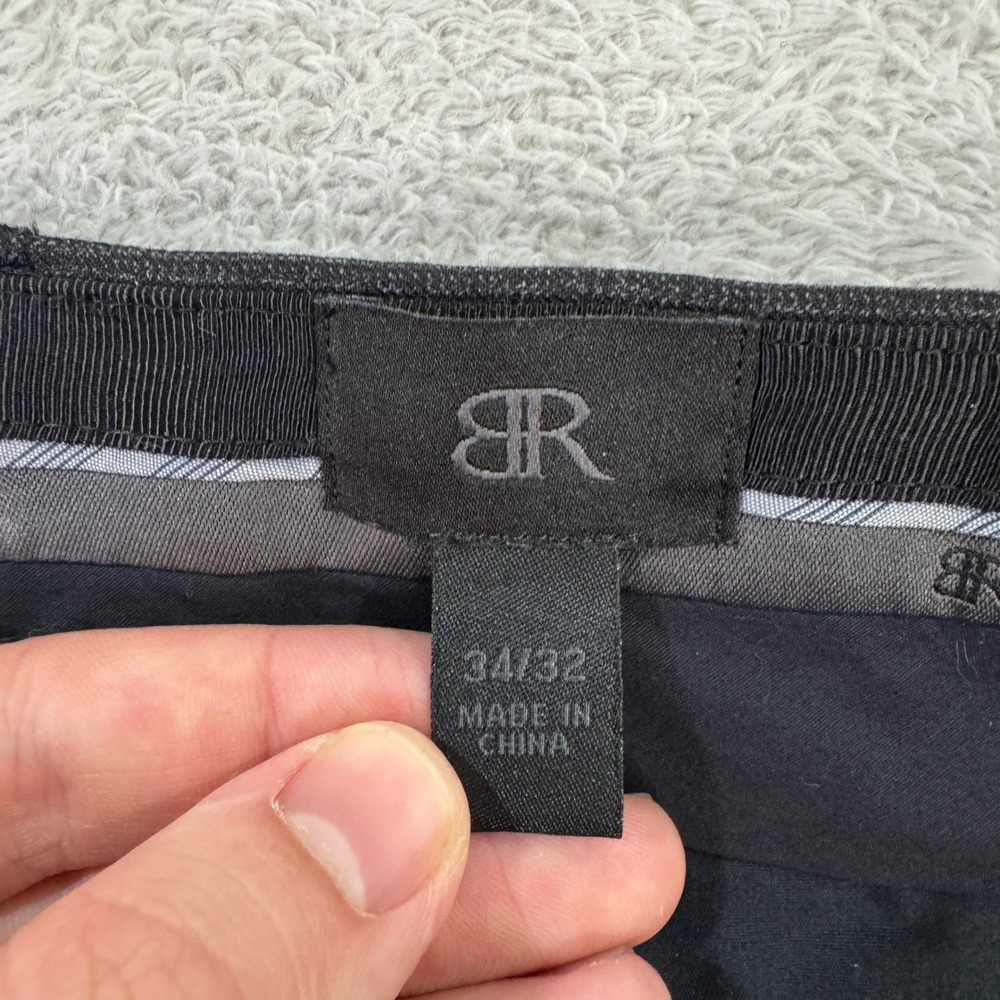 Banana Republic Mens 34x32 Suit Pants Charcoal Gray Plaid Flat Front Wool EUC - Picture 5 of 12